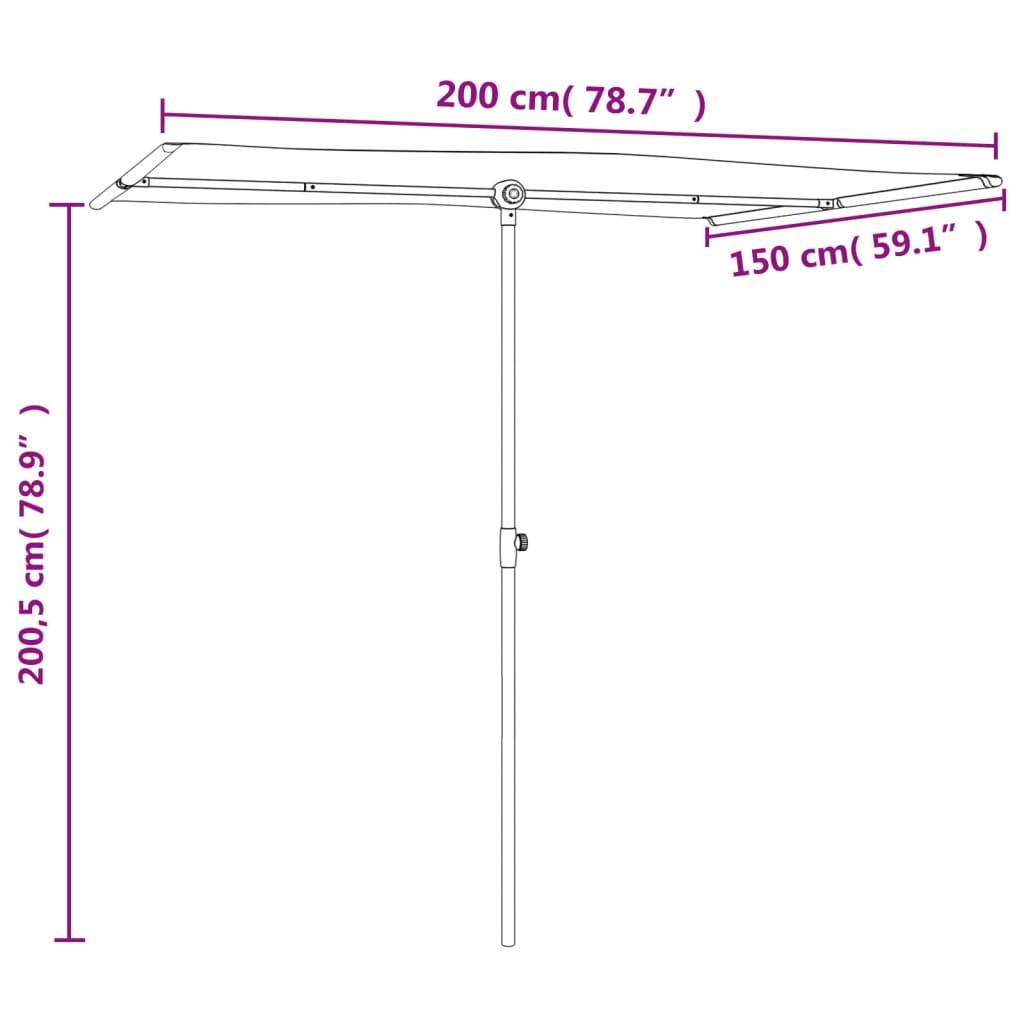 vidaXL Garden Parasol with Aluminum Pole 6.6'x4.9' Sand White