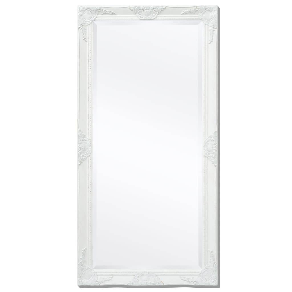 vidaXL Wall Mirror Baroque Style 47.2"x23.6" White