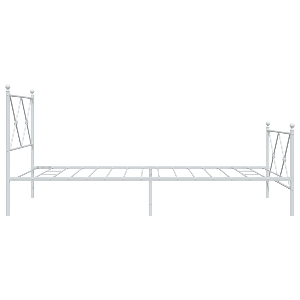 vidaXL Metal Bed Frame without Mattress with Footboard White 39.4"x78.7"