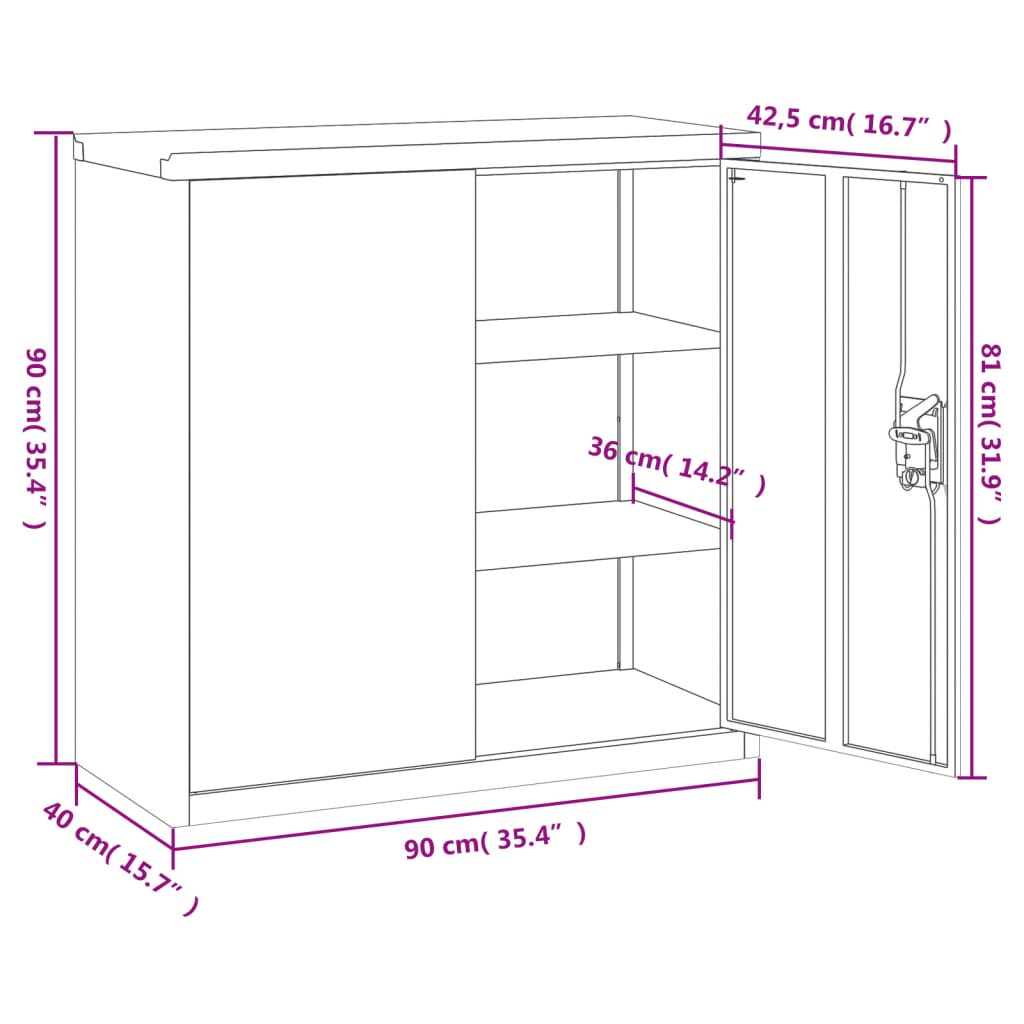 vidaXL File Cabinet Light Gray 35.4"x15.7"x51.2" Steel