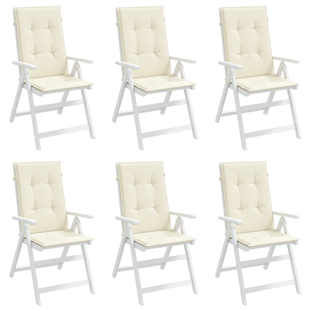 vidaXL Garden Highback Chair Cushions 6 pcs Cream 47.2"x19.7"x1.2" Fabric