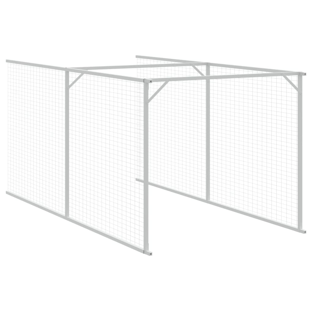 vidaXL Dog House with Run Anthracite 43.3"x239.8"x43.3" Galvanized Steel