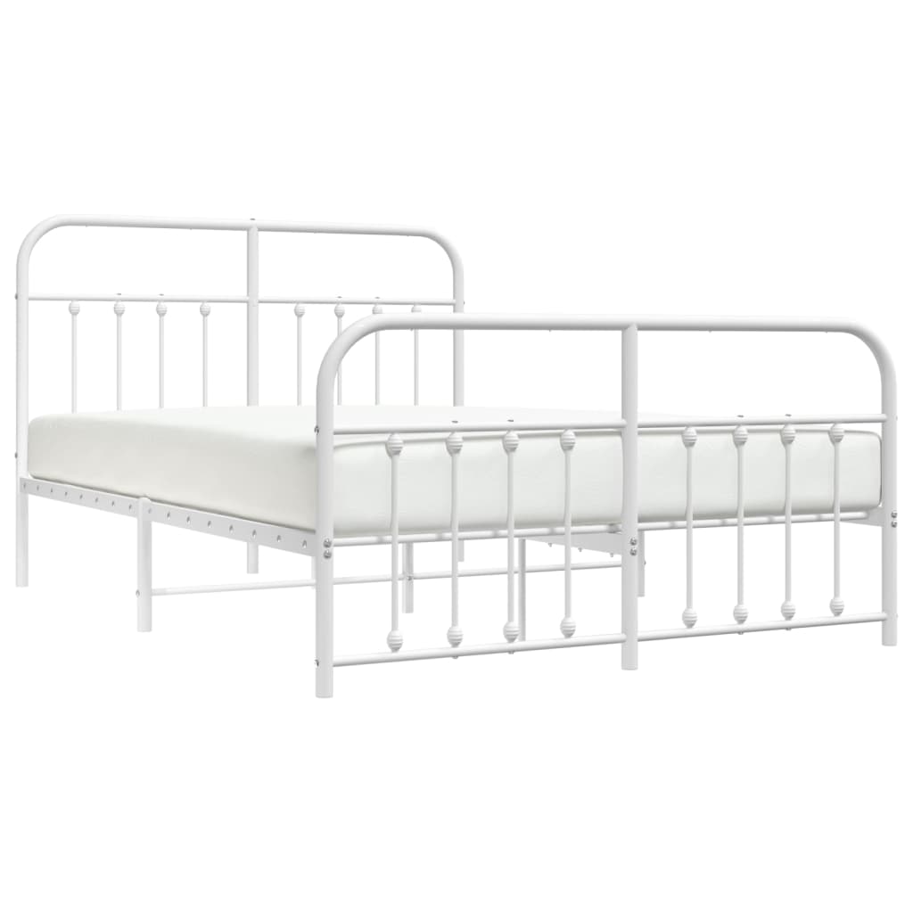 vidaXL Metal Bed Frame without Mattress with Footboard White 59.1"x78.7"