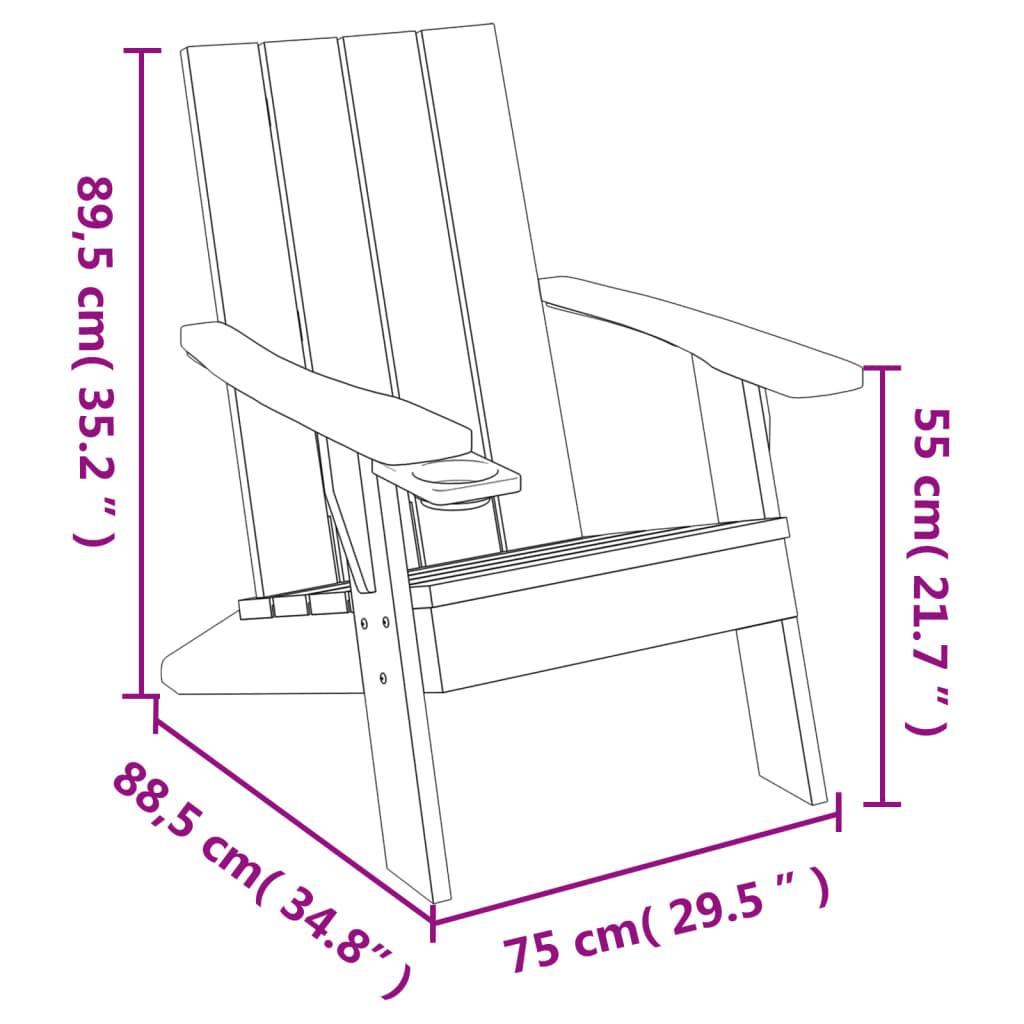 vidaXL Patio Adirondack Chair Light Brown 29.5"x34.8"x35.2" Polypropylene