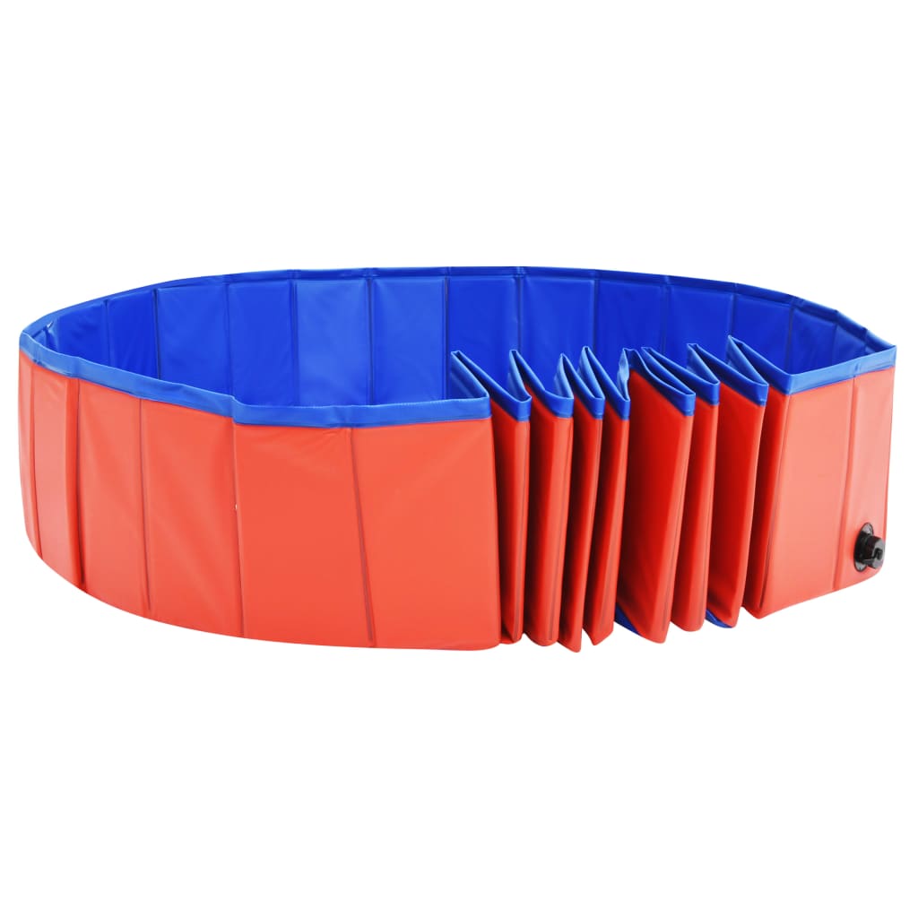 vidaXL Foldable Dog Swimming Pool Red 78.7"x11.8" PVC