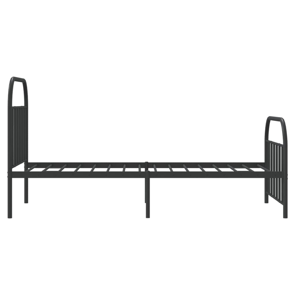 vidaXL Metal Bed Frame with Headboard and Footboard Black 39.4"x78.7"