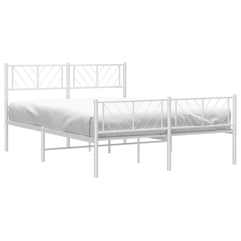 vidaXL Metal Bed Frame without Mattress with Footboard White 59.1"x78.7"