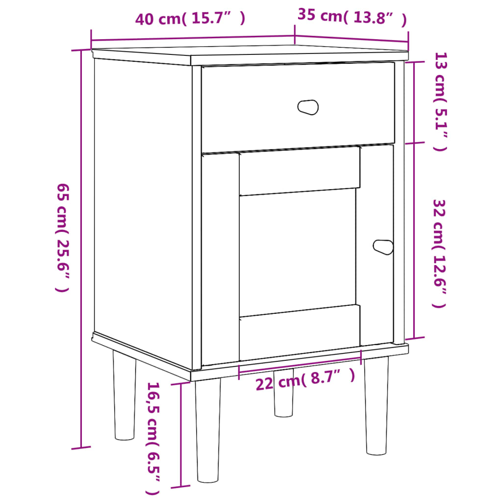 vidaXL Bedside Cabinet SENJA Rattan Look White 15.7"x13.8"x25.6" Solid Wood Pine