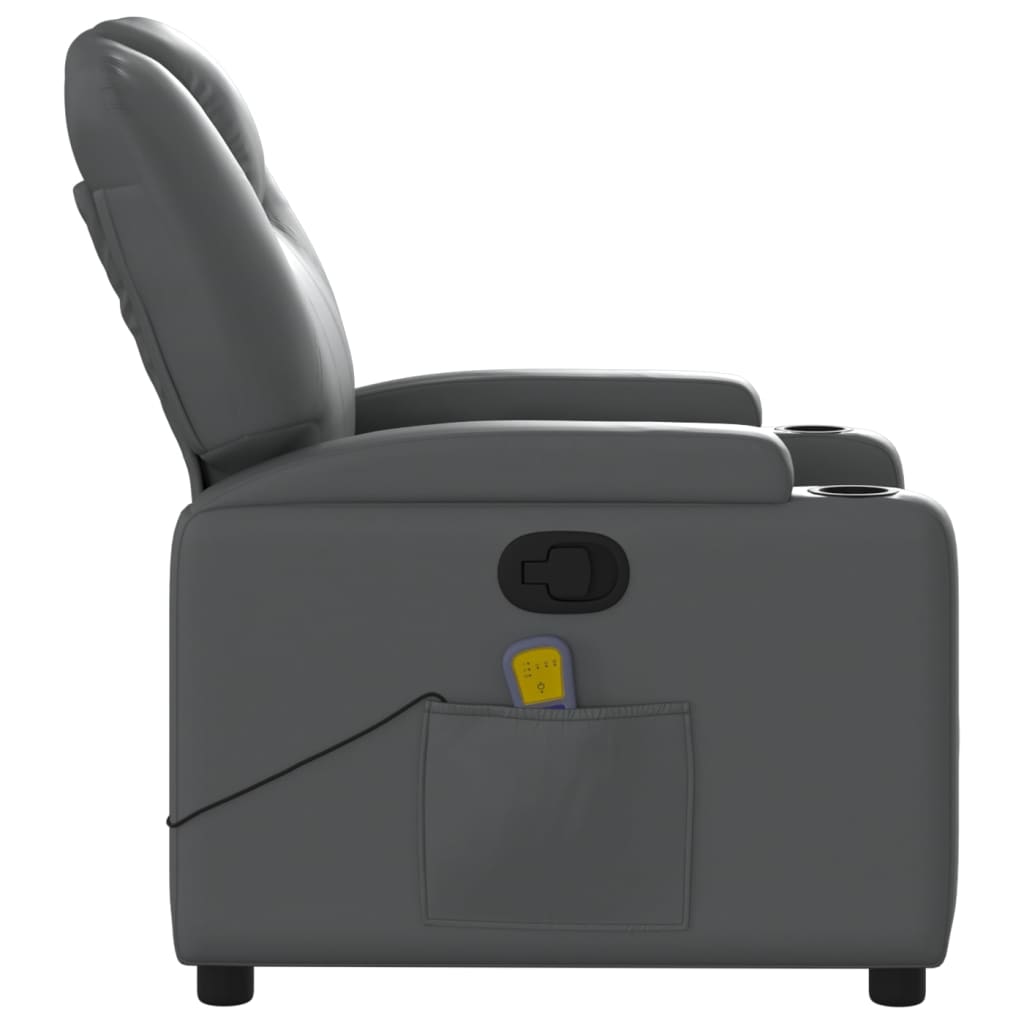 vidaXL Massage Recliner Chair Gray Faux Leather