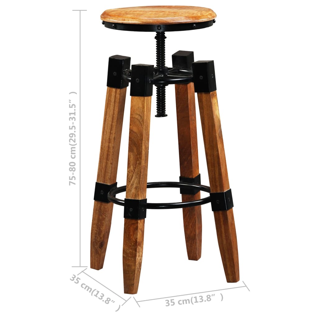 vidaXL Bar Stools 2 pcs Solid Mango Wood