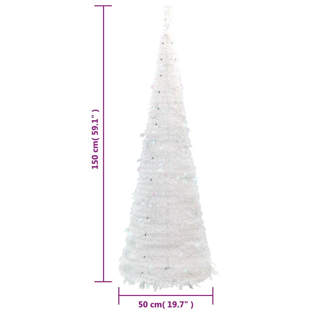 vidaXL Artificial Christmas Tree Pop-up 100 LEDs White 59.1"