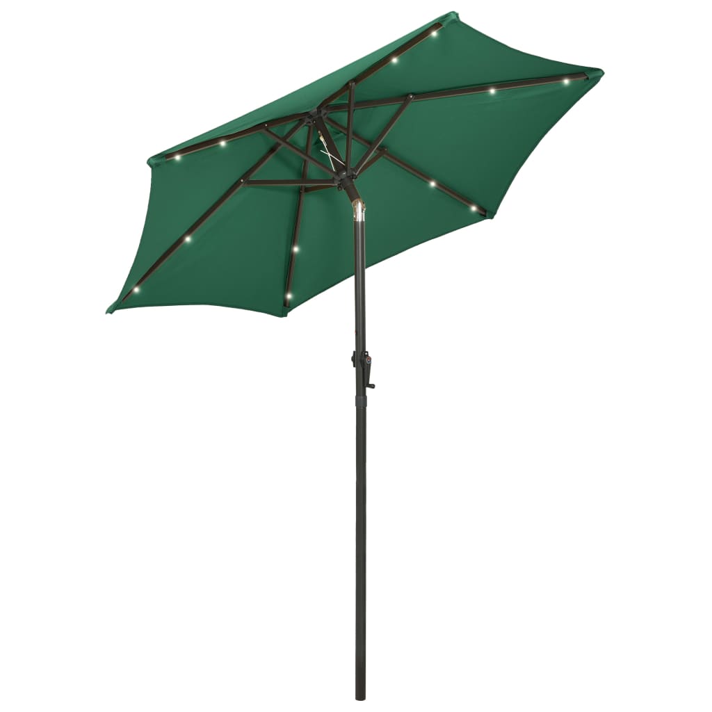 vidaXL Garden Parasol with LED Lights Green 78.7"x83.1" Aluminum