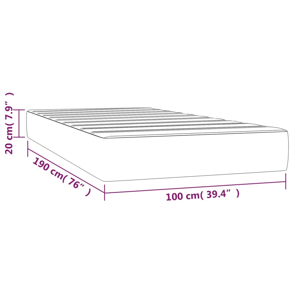 vidaXL Pocket Spring Bed Mattress Black 39.4"x74.8"x7.9" Twin Faux Leather