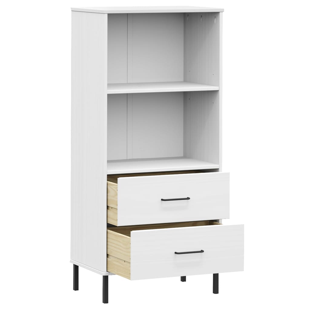 vidaXL Bookcase with 2 Drawers White 23.6"x13.8"x50.6" Solid Wood OSLO