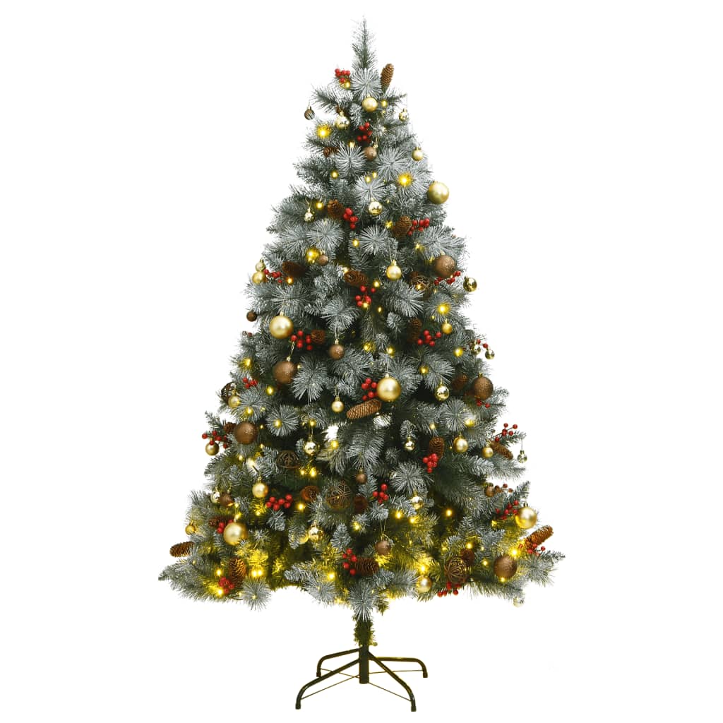 vidaXL Artificial Hinged Christmas Tree 300 LEDs & Ball Set 70.9"