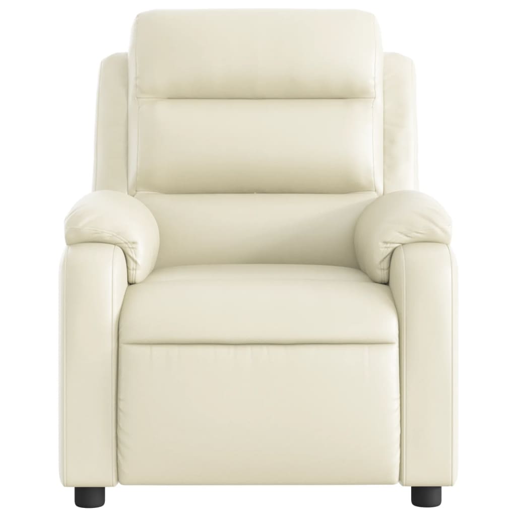 vidaXL Massage Recliner Chair Cream Faux Leather