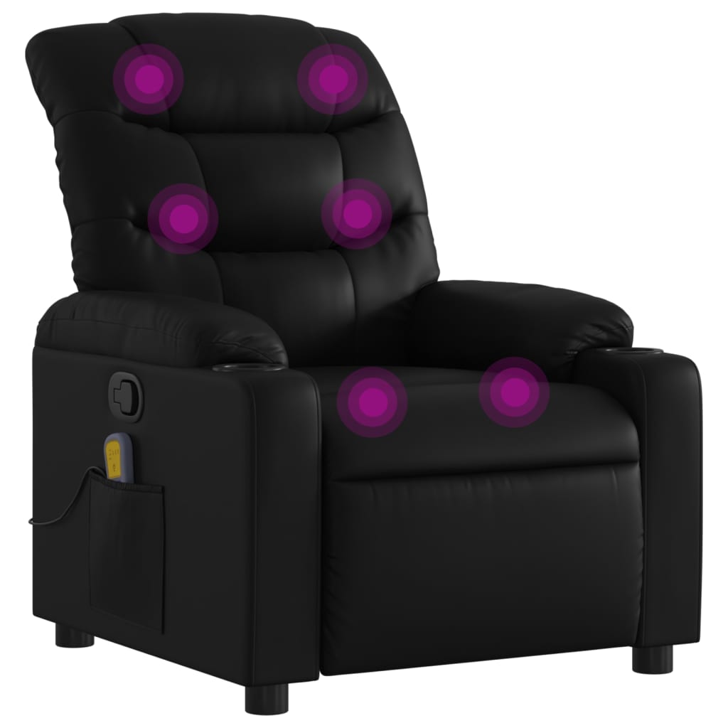 vidaXL Massage Recliner Chair Black Faux Leather