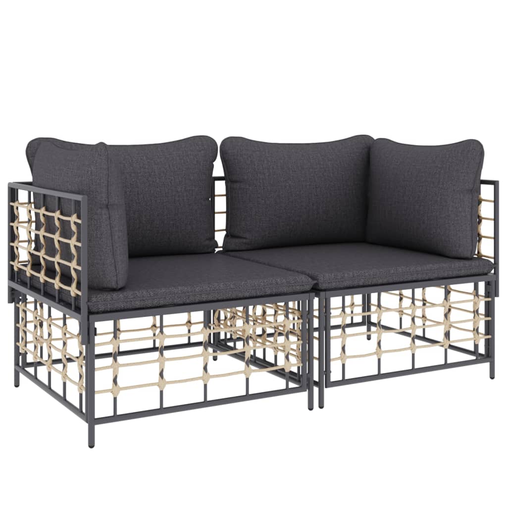 vidaXL Sectional Corner Sofas with Cushions 2 pcs Poly Rattan