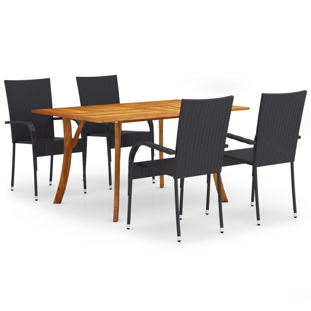 vidaXL 5 Piece Patio Dining Set Black