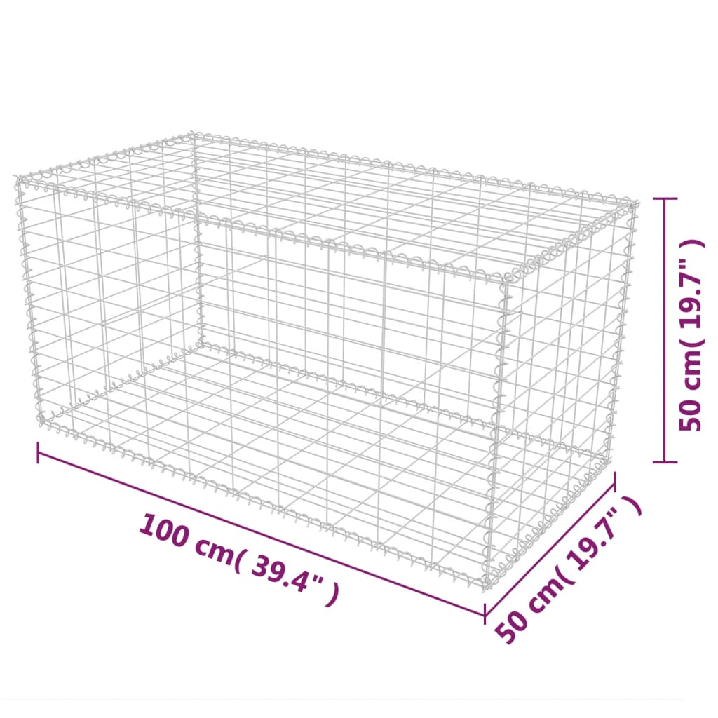 vidaXL Gabion Basket Galvanized Steel 39.4"x19.7"x19.7"