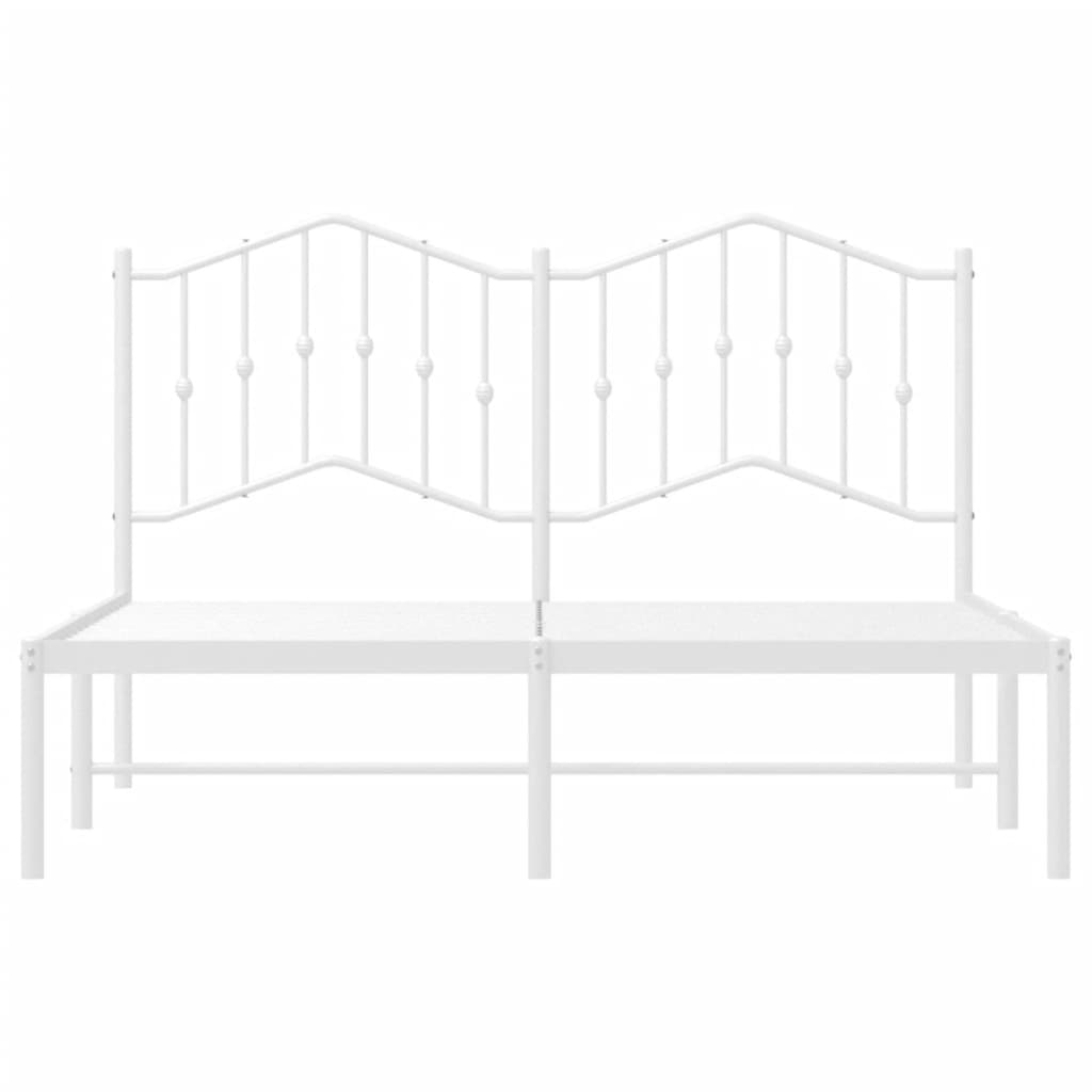 vidaXL Metal Bed Frame without Mattress with Headboard White 59.1"x78.7"