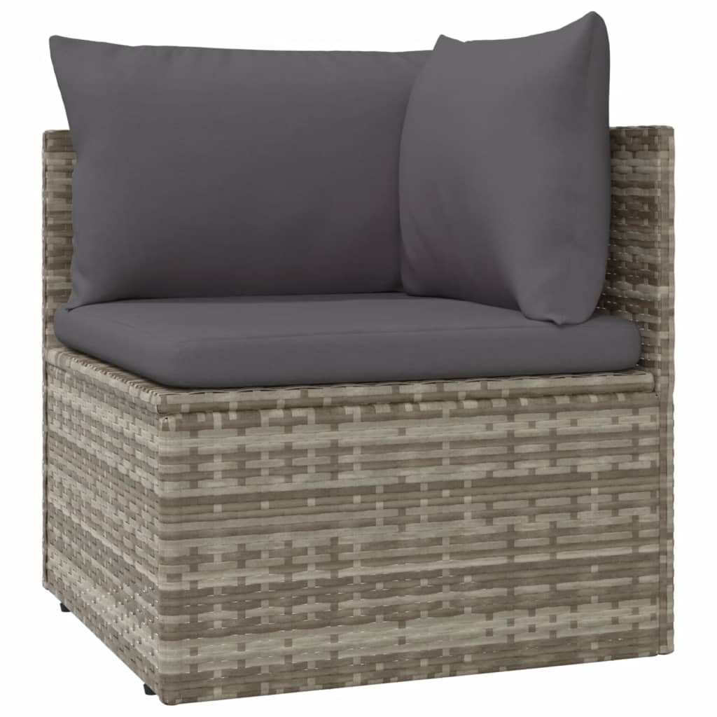 vidaXL 8 Piece Patio Lounge Set with Cushions Gray Poly Rattan