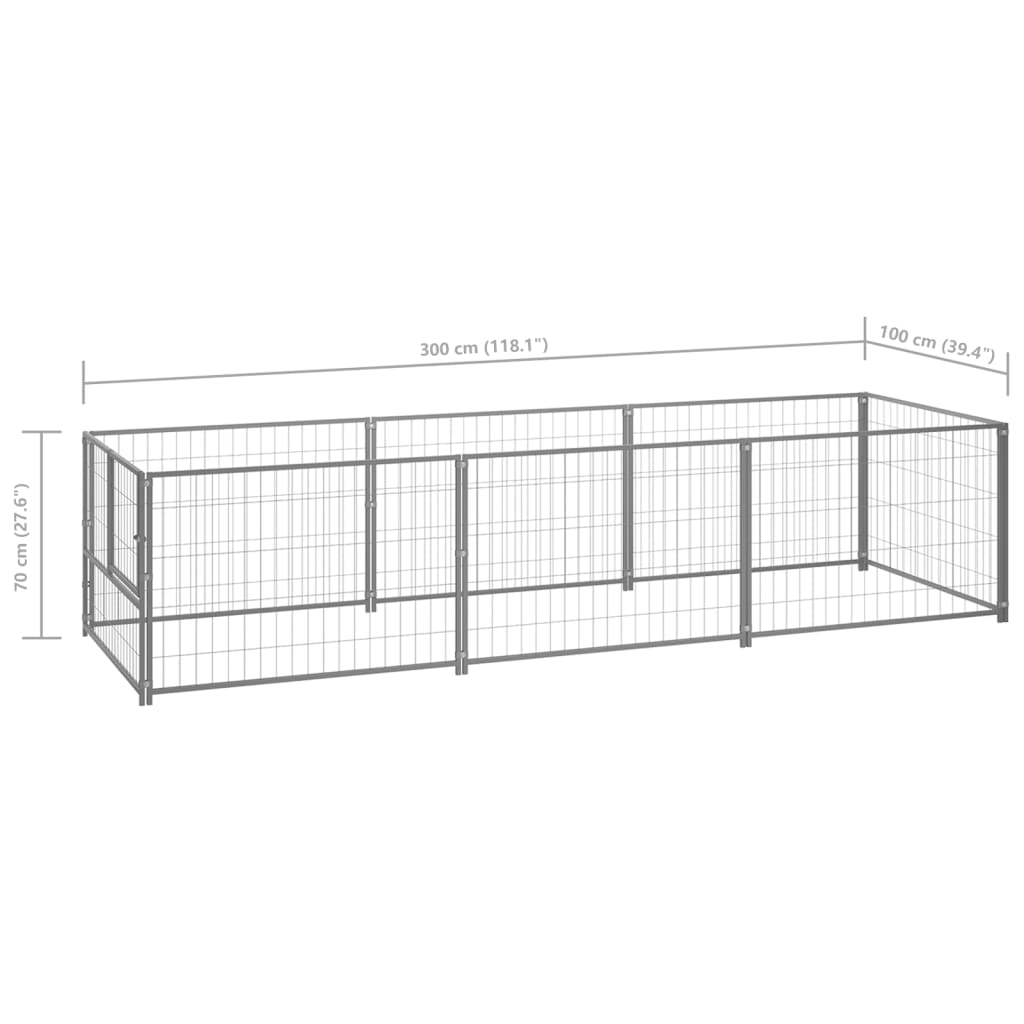 vidaXL Dog Kennel Silver 32.3 ft² Steel