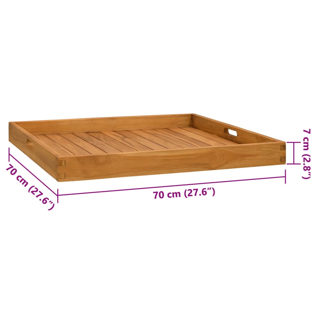 vidaXL Serving Tray 27.6"x27.6" Solid Wood Teak