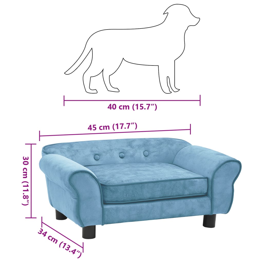 vidaXL Dog Sofa Turquoise 28.3"x17.7"x11.8" Plush