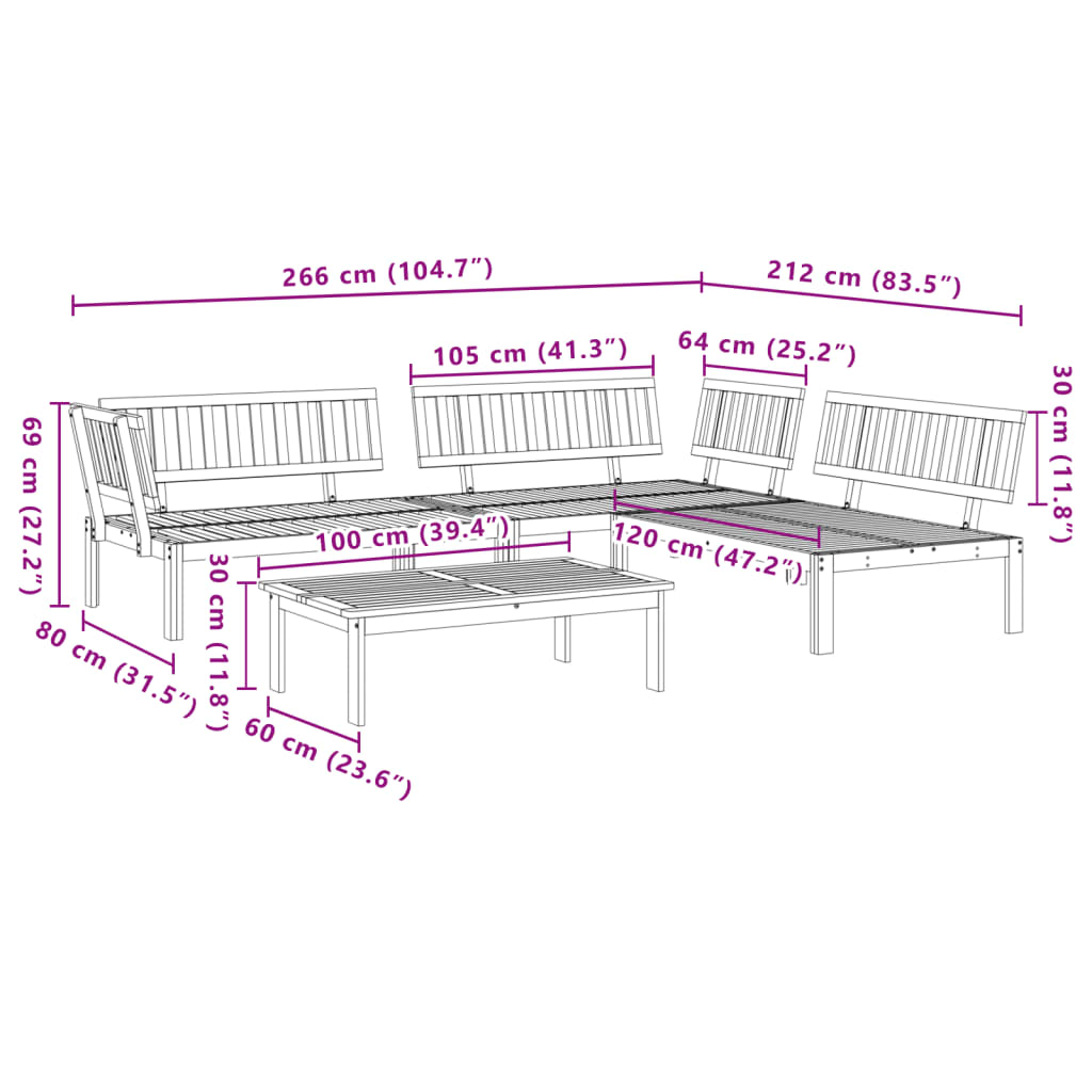 vidaXL 4 Piece Patio Pallet Sofa Set Solid Wood Acacia