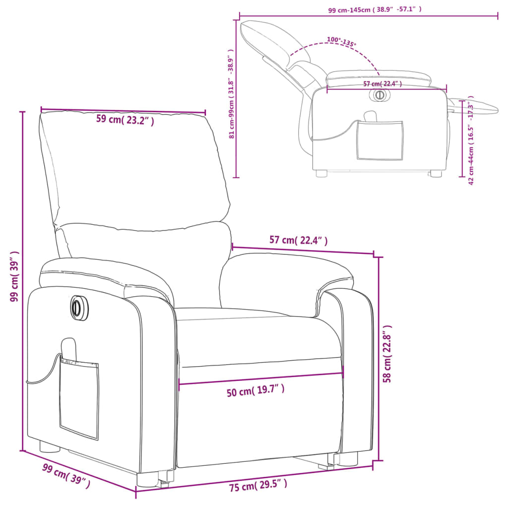 vidaXL Electric Stand up Massage Recliner Chair Dark Green Fabric