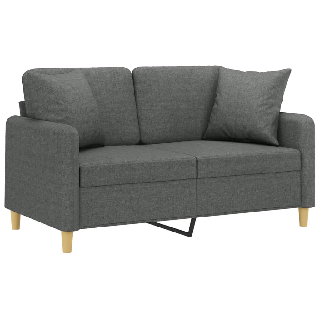 vidaXL 2-Seater Sofa with Throw Pillows Dark Gray 47.2" Fabric