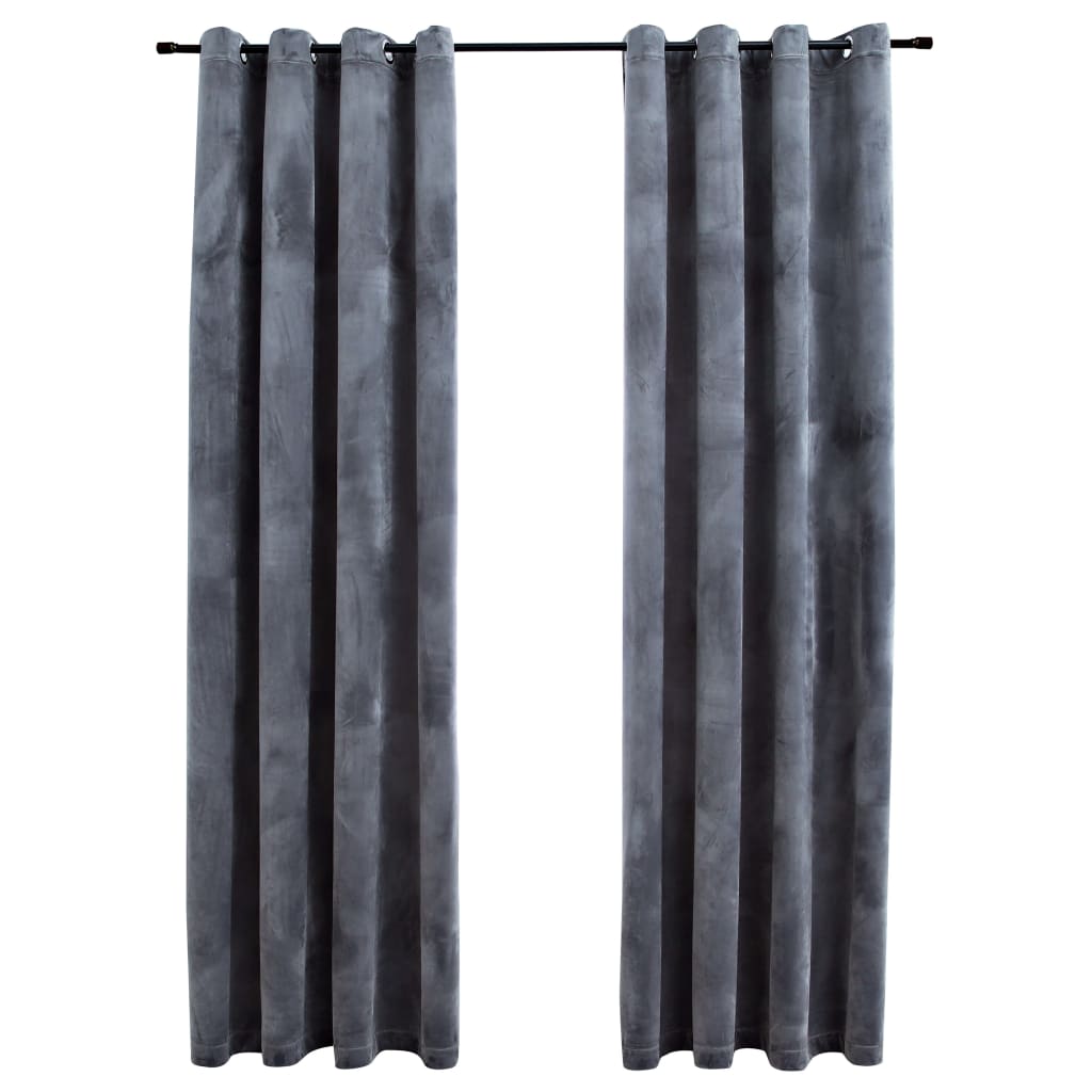 vidaXL Blackout Curtains with Rings 2 pcs Anthracite 54"x95" Velvet