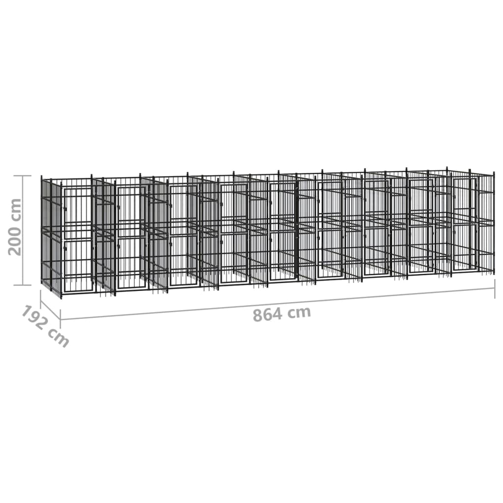 vidaXL Outdoor Dog Kennel Steel 178.6 ft²