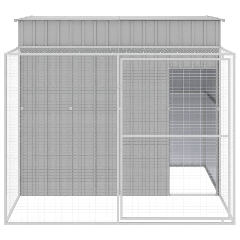 vidaXL Dog House with Run Light Gray 84.3"x99.6"x71.3" Galvanized Steel