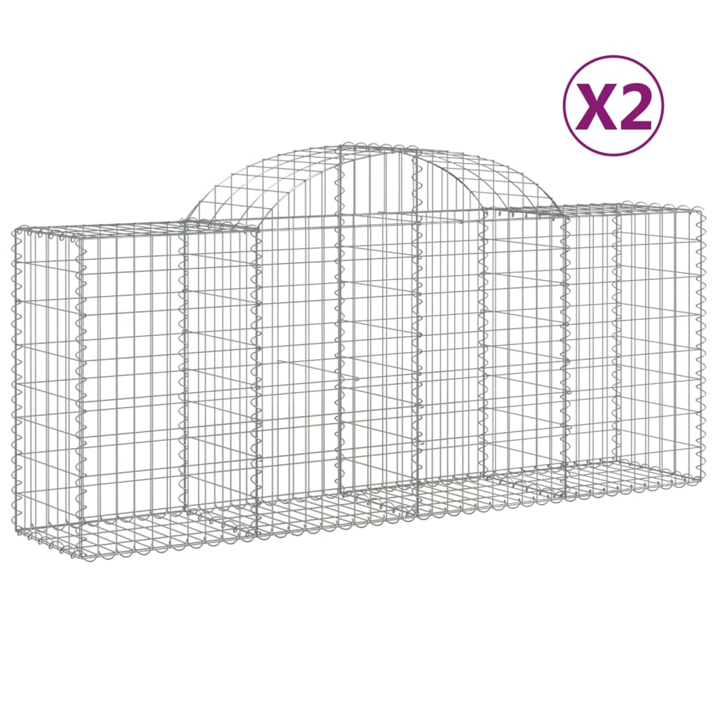 vidaXL Arched Gabion Baskets 2 pcs 78.7"x19.7"x31.5"/39.4" Galvanized Iron