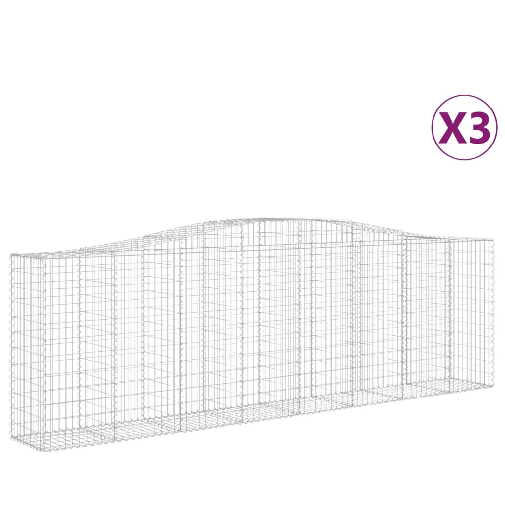 vidaXL Arched Gabion Baskets 3 pcs 157.5"x19.7"x47.2"/55.1" Galvanized Iron