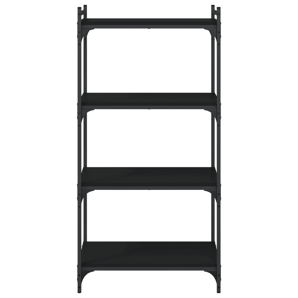 vidaXL Bookcase 4-Tier Black 23.6"x11.8"x47.2" Engineered Wood