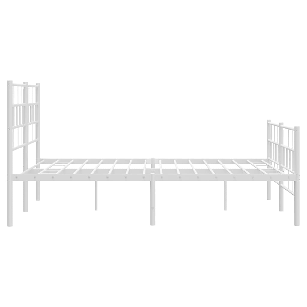 vidaXL Metal Bed Frame without Mattress with Footboard White 59.1"x78.7"