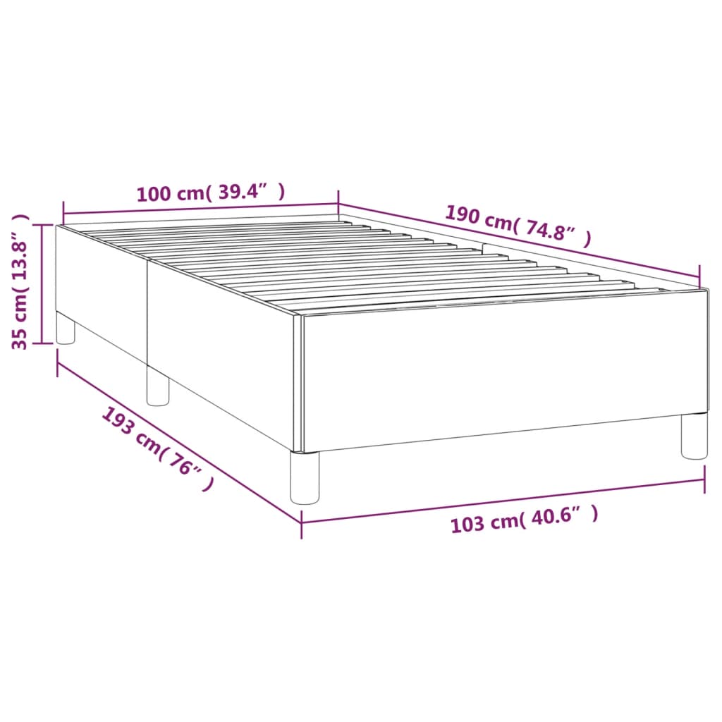 vidaXL Bed Frame Light Gray 39.4"x74.8" Twin Fabric