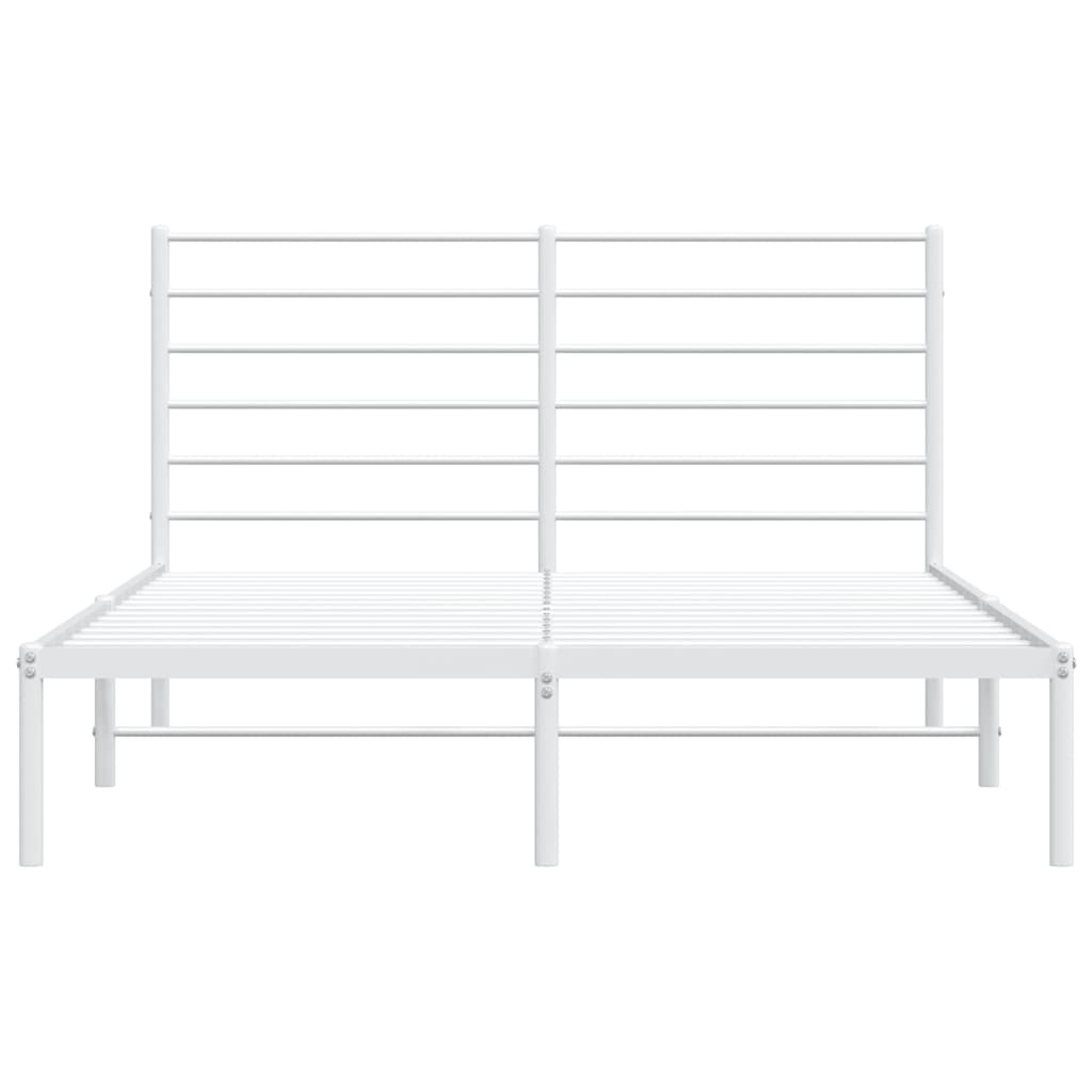 vidaXL Metal Bed Frame with Headboard White 59.8"x78.7"