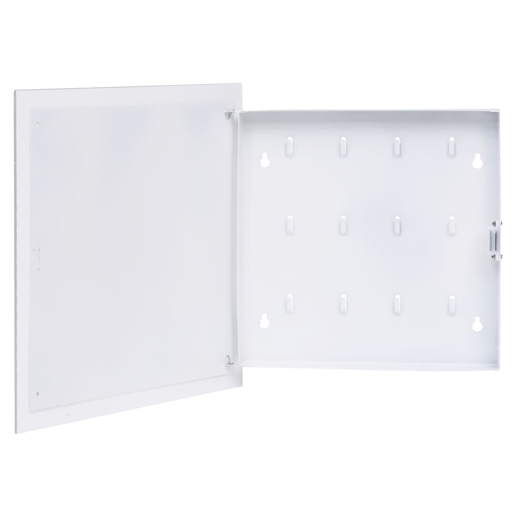 vidaXL Key Box with Magnetic Board White 13.8"x13.8"x1.6"