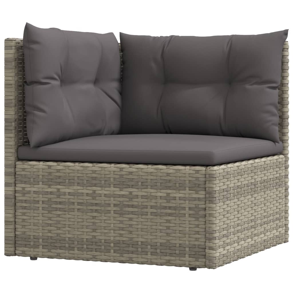 vidaXL 6 Piece Patio Lounge Set with Cushions Gray Poly Rattan