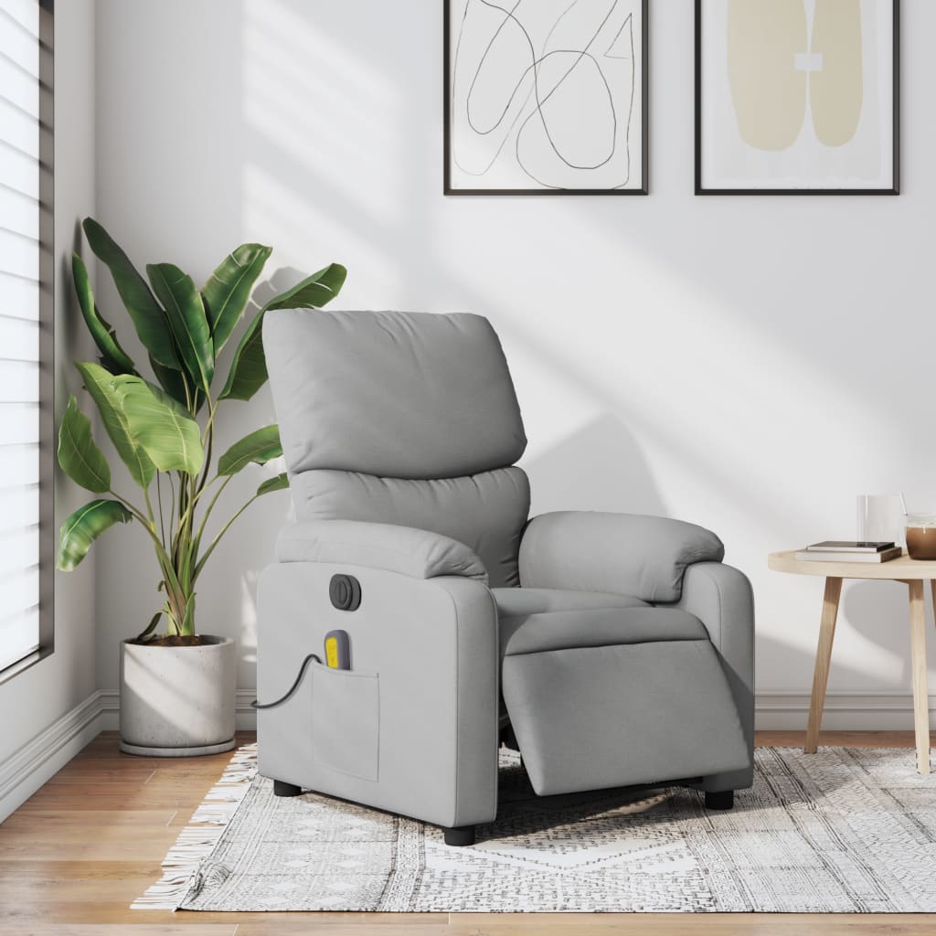 vidaXL Electric Massage Recliner Chair Light Gray Fabric