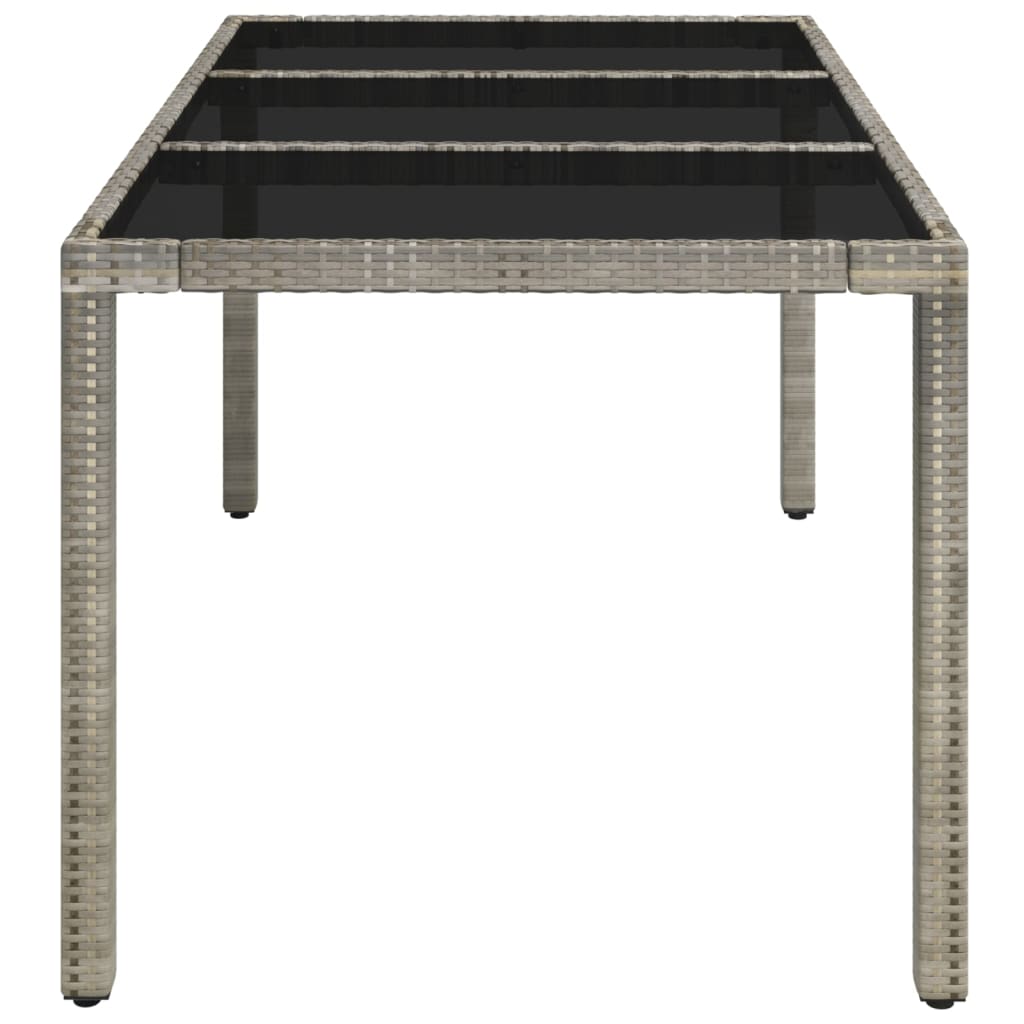 vidaXL Patio Table with Glass Top Gray 59.1"x35.4"x29.5" Poly Rattan