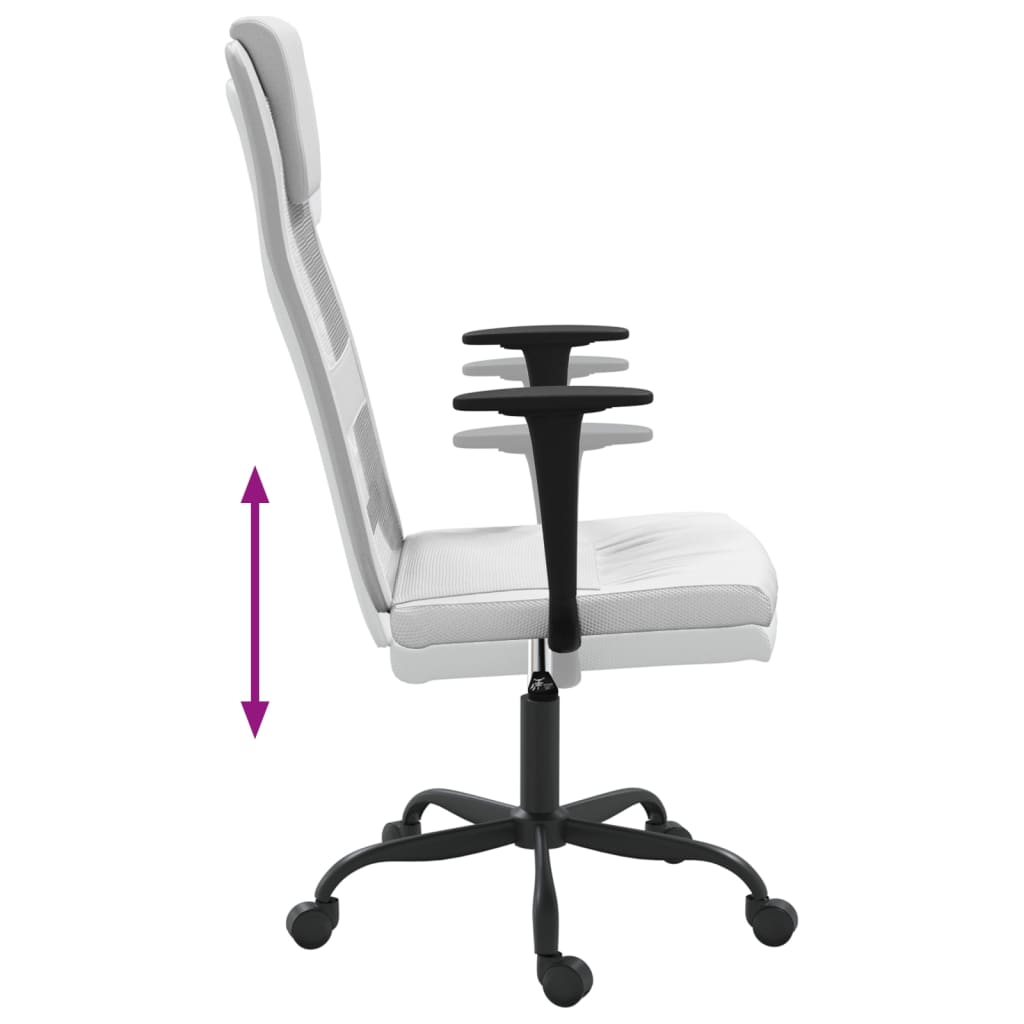 vidaXL Office Chair White Mesh Fabric and Faux Leather