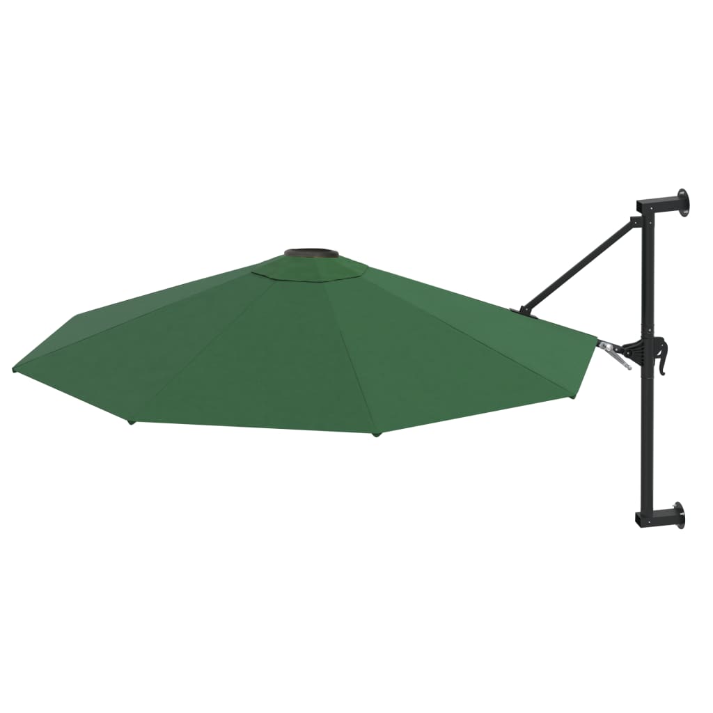 vidaXL Wall-Mounted Parasol with Metal Pole 118.1" Green