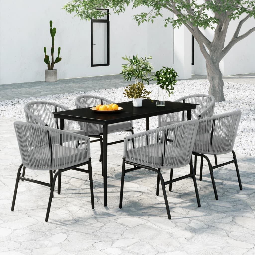 vidaXL 7 Piece Patio Dining Set Gray