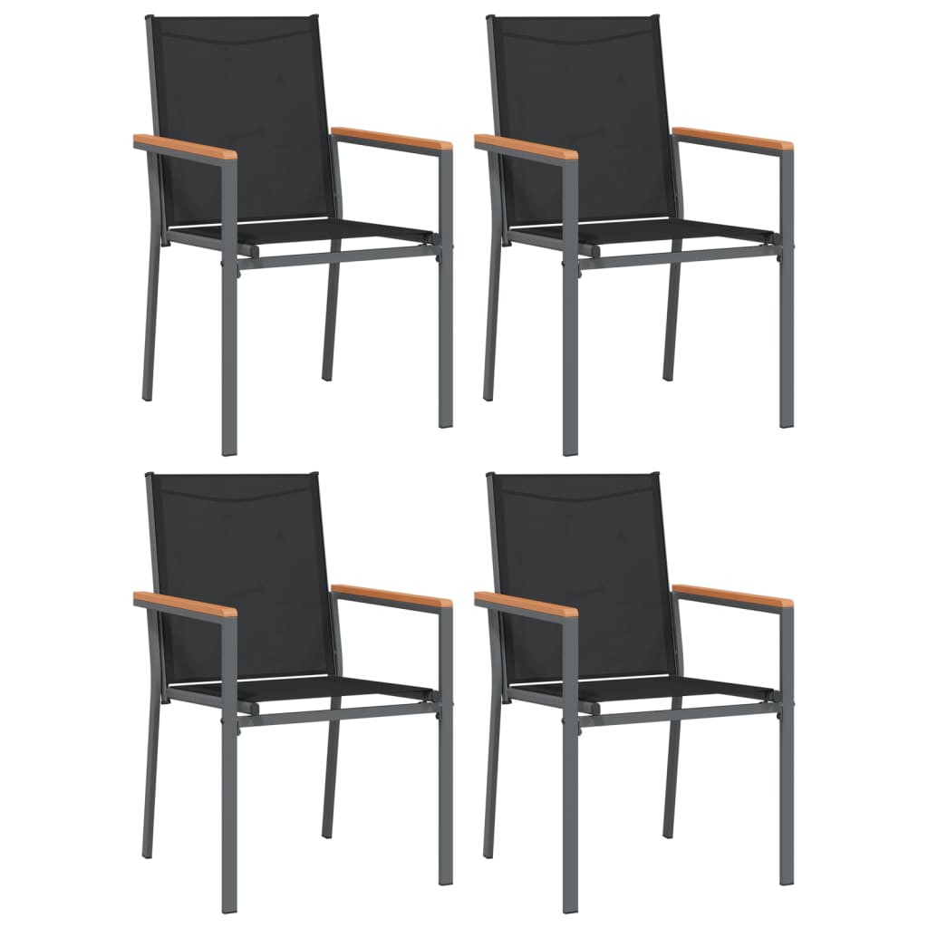 vidaXL Patio Chairs 4 pcs Black 21.7"x24.2"x35.4" Textilene and Steel