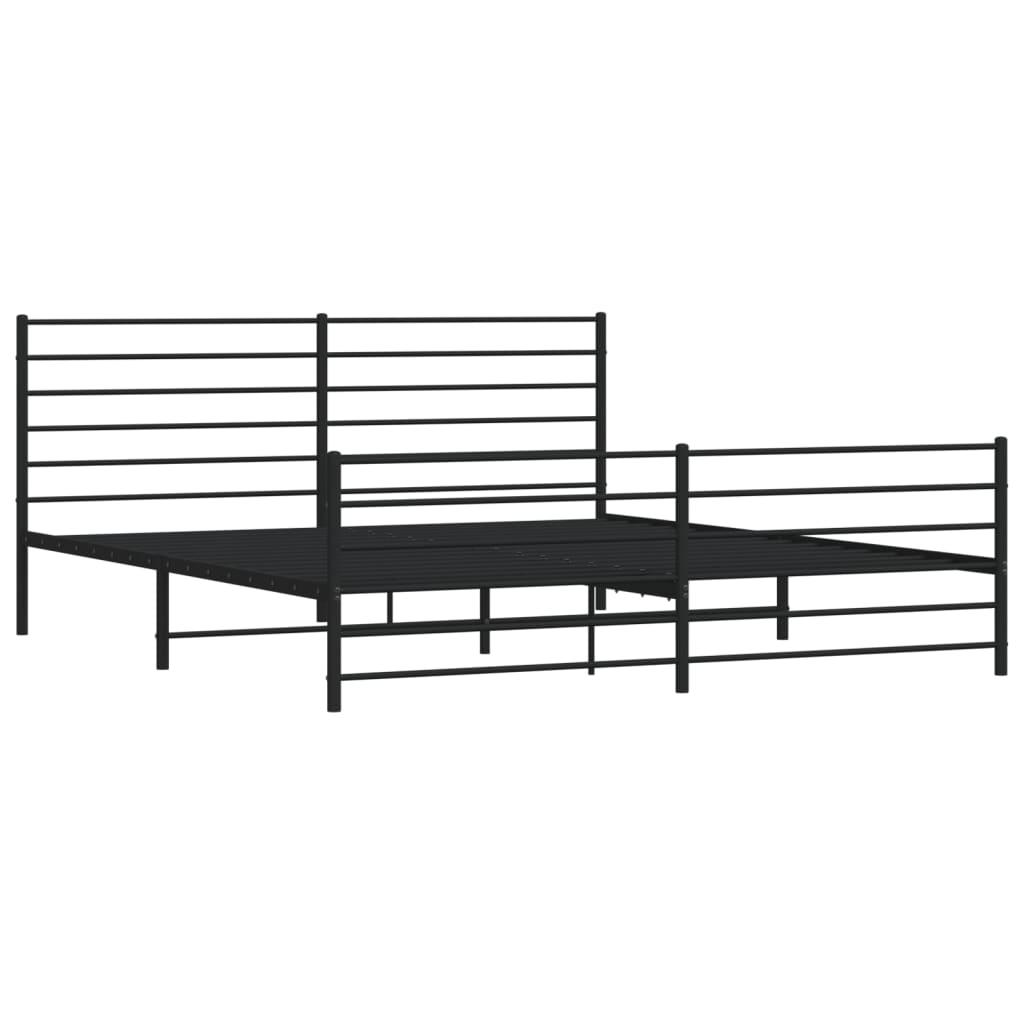 vidaXL Metal Bed Frame without Mattress with Footboard Black 76"x79.9"